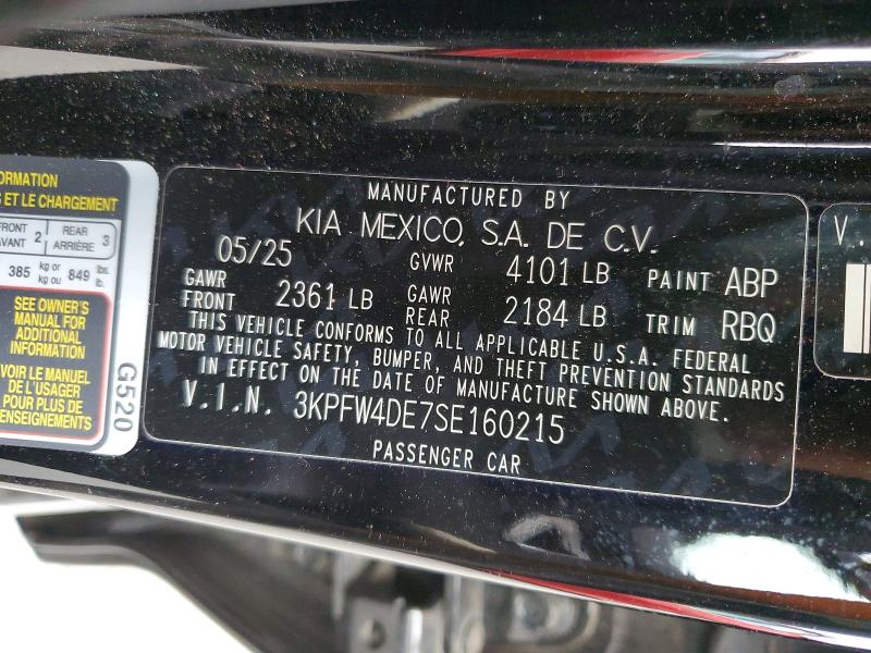 Aukcja sprzedaży 2025 Kia K4, vin: 3KPFW4DE7SE160215, numer aukcji: 48197276