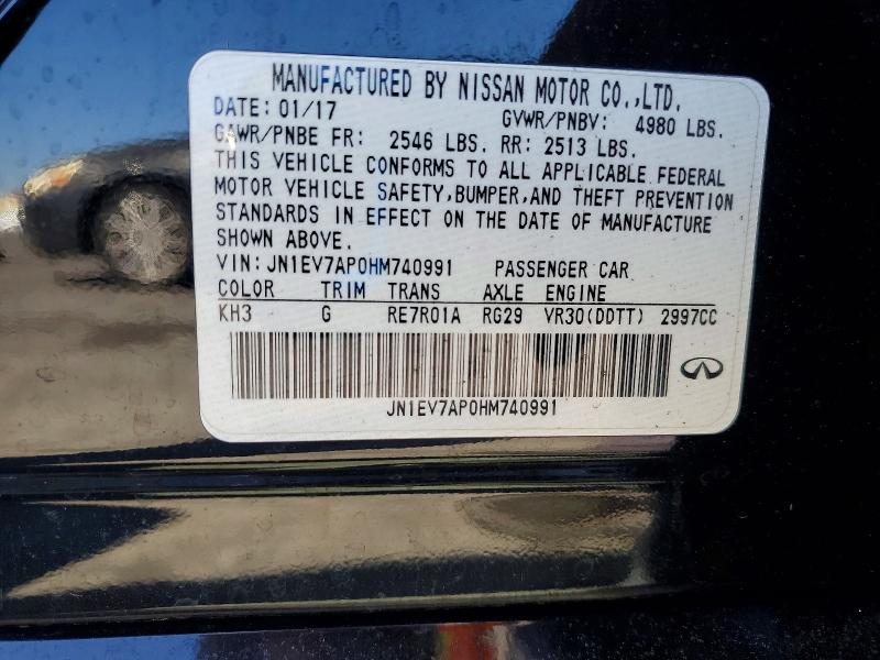 Aukcja sprzedaży 2017 Infiniti Q50, vin: JN1EV7AP0HM740991, numer aukcji: 46764986