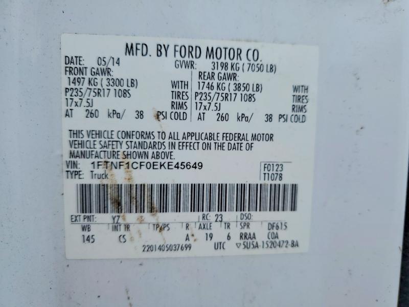 Aukcja sprzedaży 2014 Ford F150, vin: 1FTNF1CF0EKE45649, numer aukcji: 79914285