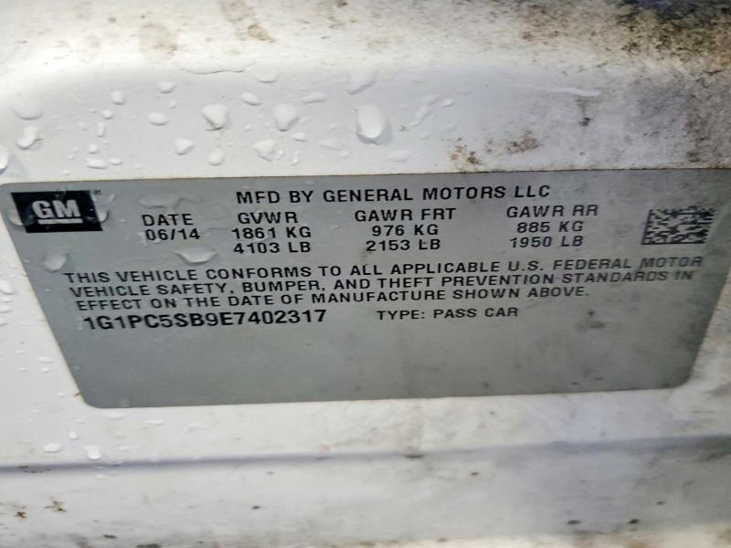 Продажа на аукционе авто 2014 Chevrolet Cruze, vin: 1G1PC5SB9E7402317, номер лота: 78631135