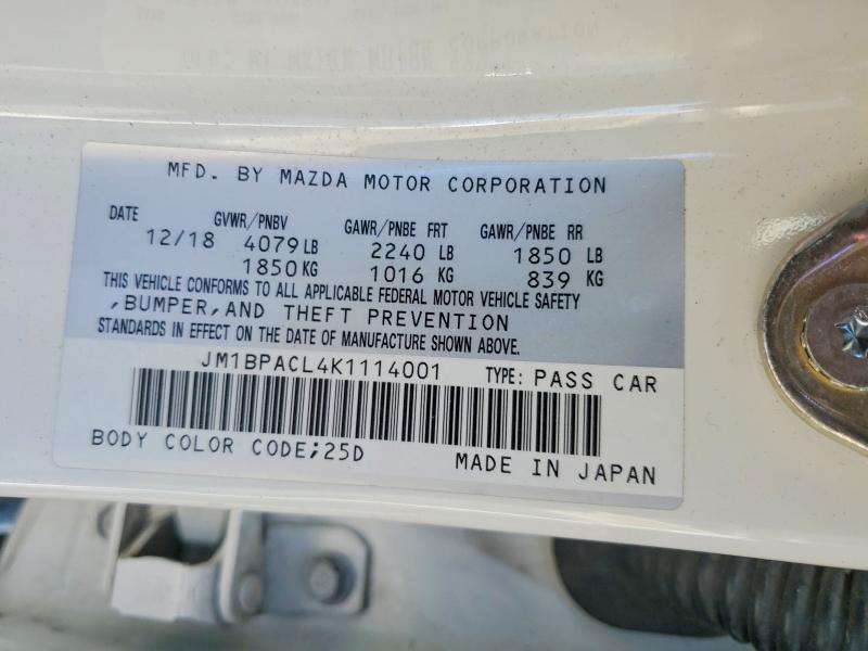 Продажа на аукционе авто 2019 Mazda 3, vin: JM1BPACL4K1114001, номер лота: 46100766