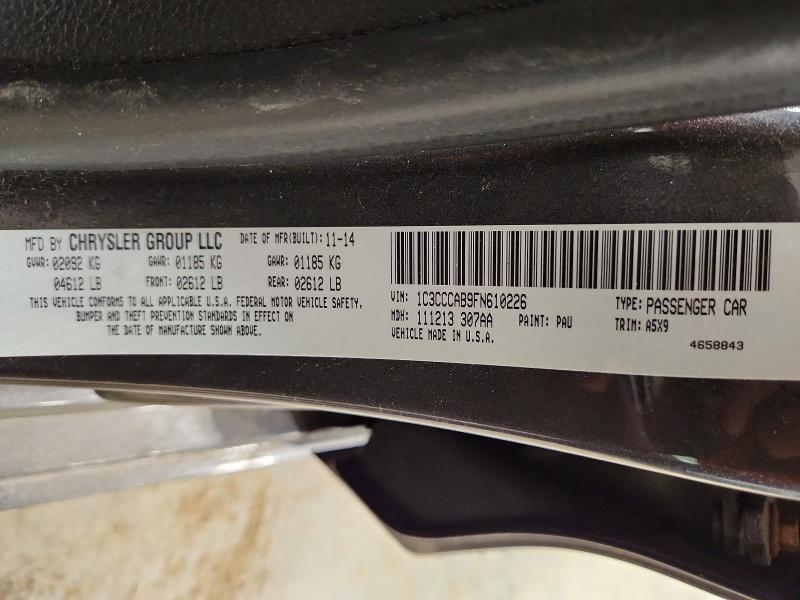47520006 :رقم المزاد ، 1C3CCCAB9FN610226 vin ، 2015 Chrysler 200 مزاد بيع