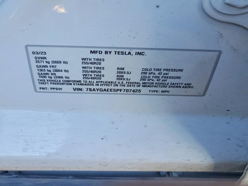 Продажа на аукционе авто 2023 Tesla Model Y, vin: 7SAYGAEE5PF707425, номер лота: 45974806