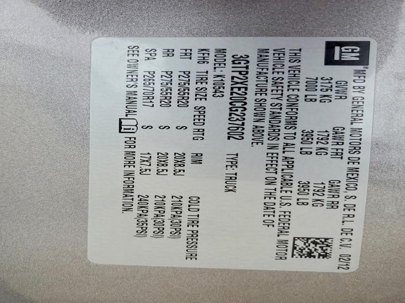 Продажа на аукционе авто 2012 Gmc Sierra, vin: 3GTP2XE20CG237602, номер лота: 47611316