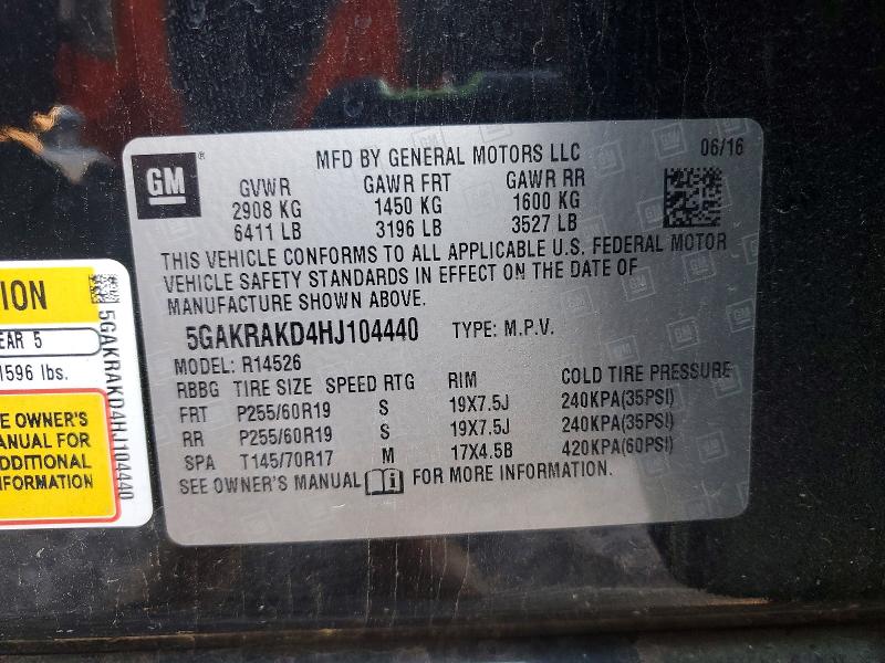 Продажа на аукционе авто 2017 Buick Enclave, vin: 5GAKRAKD4HJ104440, номер лота: 46403856
