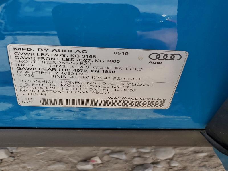 Aukcja sprzedaży 2019 Audi E-tron, vin: WA1VAAGE7KB014845, numer aukcji: 47725466