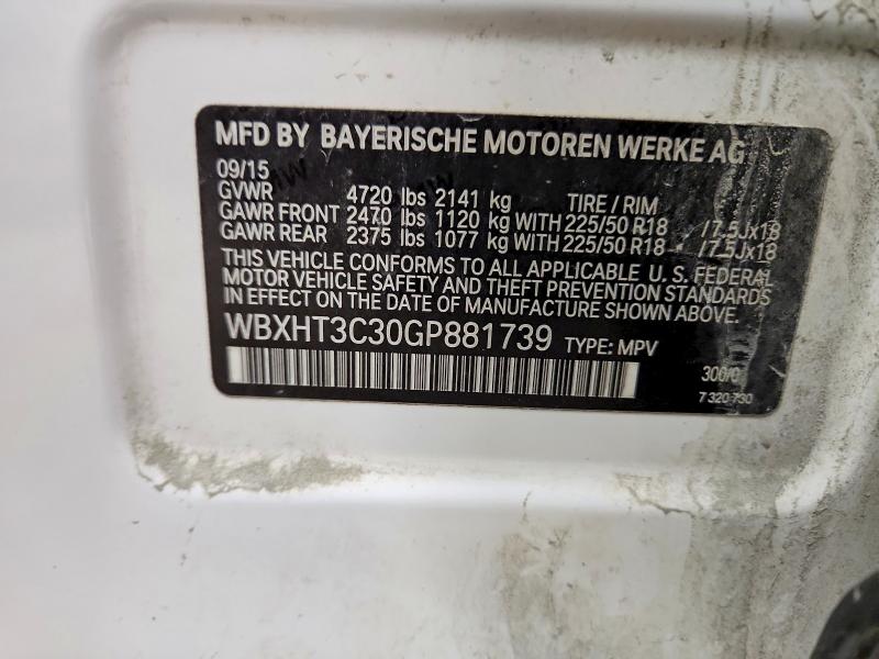 Продаж на аукціоні авто 2016 Bmw X1, vin: WBXHT3C30GP881739, номер лоту: 45839526