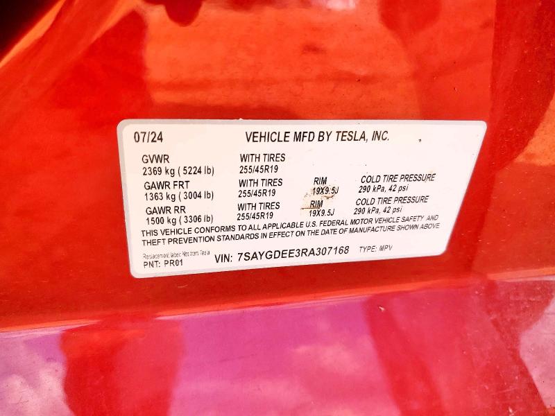 Aukcja sprzedaży 2024 Tesla Model Y, vin: 7SAYGDEE3RA307168, numer aukcji: 79887345