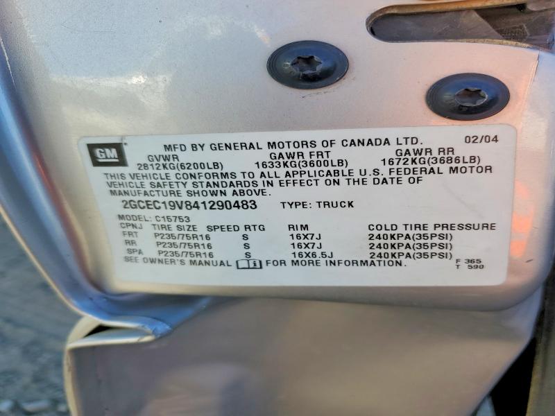 47449866 :رقم المزاد ، 2GCEC19V841290483 vin ، 2004 Chevrolet Silverado مزاد بيع