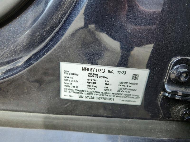 47450786 :رقم المزاد ، 5YJSA1E52PF530014 vin ، 2023 Tesla Model S مزاد بيع