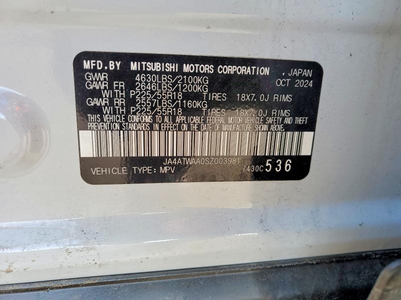 Aukcja sprzedaży 2025 Mitsubishi Eclipse Cross, vin: JA4ATWAA0SZ003981, numer aukcji: 47982466