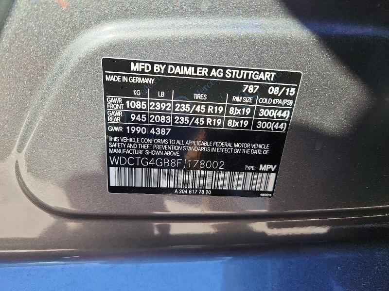 Продажа на аукционе авто 2015 Mercedes-benz Gla, vin: WDCTG4GB8FJ178002, номер лота: 46812046
