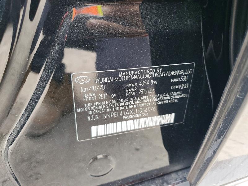 46814076 :رقم المزاد ، 5NPEL4JAXLH056076 vin ، 2020 Hyundai Sonata مزاد بيع