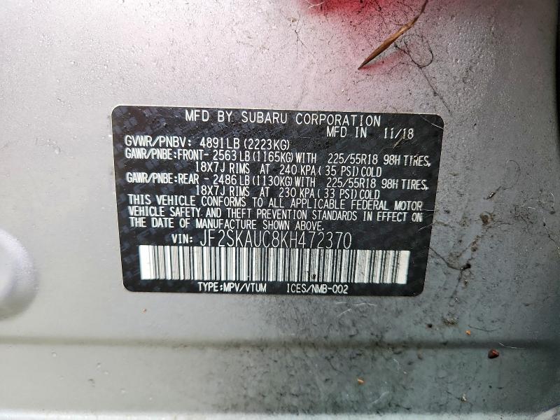 Aukcja sprzedaży 2019 Subaru Forester, vin: JF2SKAUC8KH472370, numer aukcji: 41637716