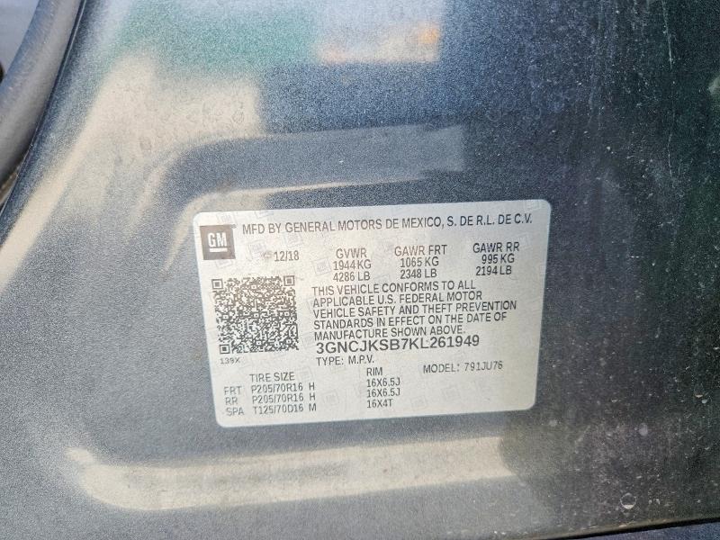 Aukcja sprzedaży 2019 Chevrolet Trax, vin: 3GNCJKSB7KL261949, numer aukcji: 79088795