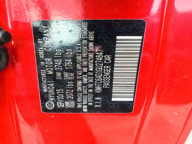 Продаж на аукціоні авто 2016 Hyundai Veloster, vin: KMHTC6AD1GU274847, номер лоту: 47834086