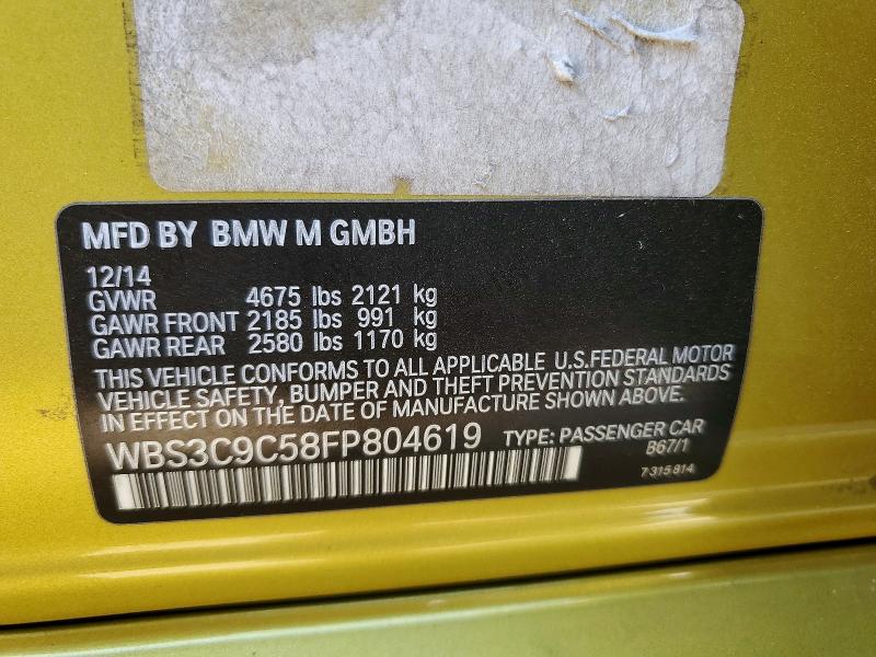 Продажа на аукционе авто 2015 Bmw M3, vin: WBS3C9C58FP804619, номер лота: 47742076