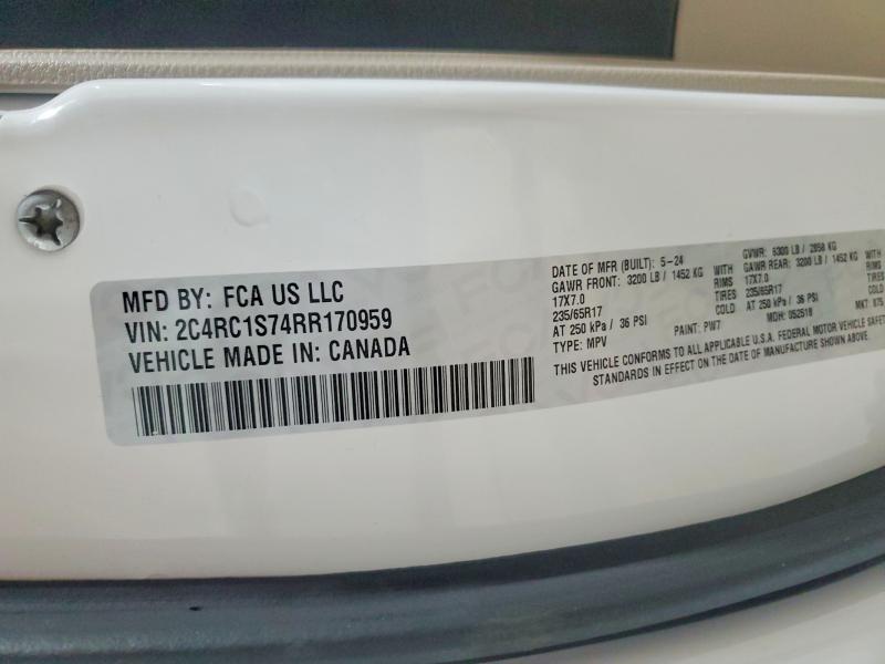 2024 Chrysler Pacifica მანქანა იყიდება აუქციონზე, vin: 2C4RC1S74RR170959, აუქციონის ნომერი: 41598066