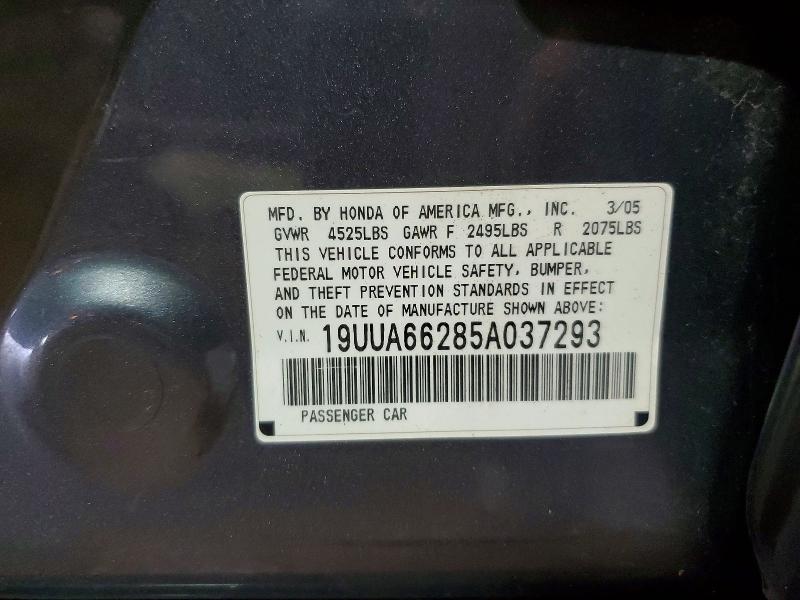 Aukcja sprzedaży 2005 Acura Tl, vin: 19UUA66285A037293, numer aukcji: 46098226