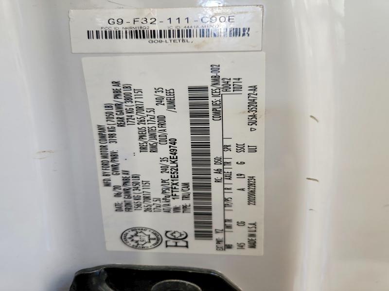 2020 Ford F150 მანქანა იყიდება აუქციონზე, vin: 1FTFX1E52LKE49740, აუქციონის ნომერი: 46175286
