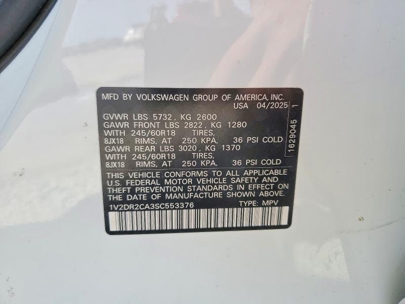 Продажа на аукционе авто 2025 Volkswagen Atlas, vin: 1V2DR2CA3SC553376, номер лота: 45456416