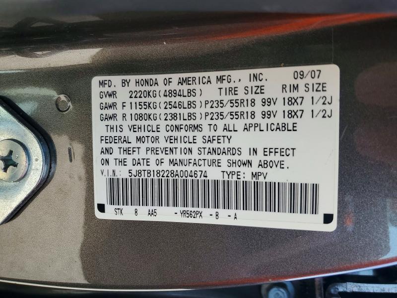 Продаж на аукціоні авто 2008 Acura Rdx, vin: 5J8TB18228A004674, номер лоту: 46735116