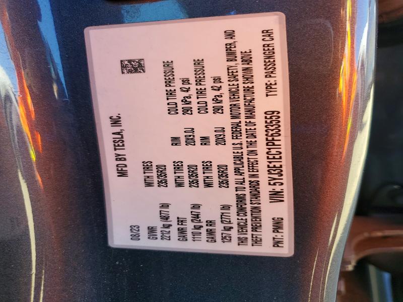 Продаж на аукціоні авто 2023 Tesla Model 3, vin: 5YJ3E1EC1PF633559, номер лоту: 46555636