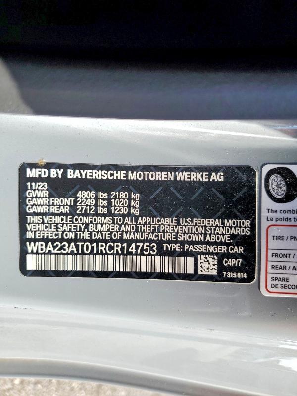 Продажа на аукционе авто 2024 Bmw 430i, vin: WBA23AT01RCR14753, номер лота: 79609695