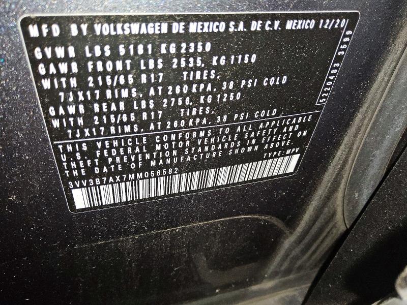 78843565 :رقم المزاد ، 3VV3B7AX7MM056582 vin ، 2021 Volkswagen Tiguan مزاد بيع