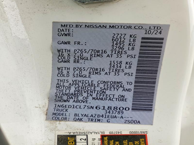 79977045 :رقم المزاد ، 1N6ED1CL7SN618800 vin ، 2025 Nissan Frontier مزاد بيع