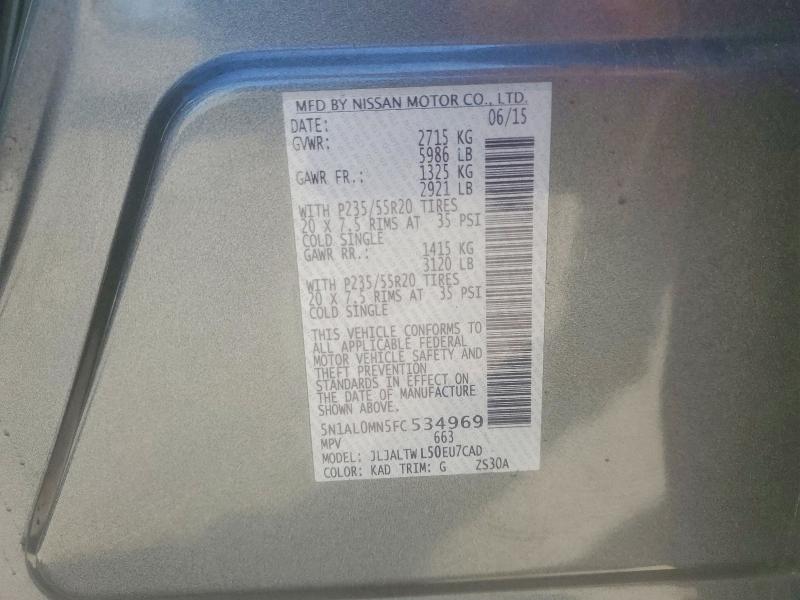 Aukcja sprzedaży 2015 Infiniti Qx60, vin: 5N1AL0MN5FC534969, numer aukcji: 79475515