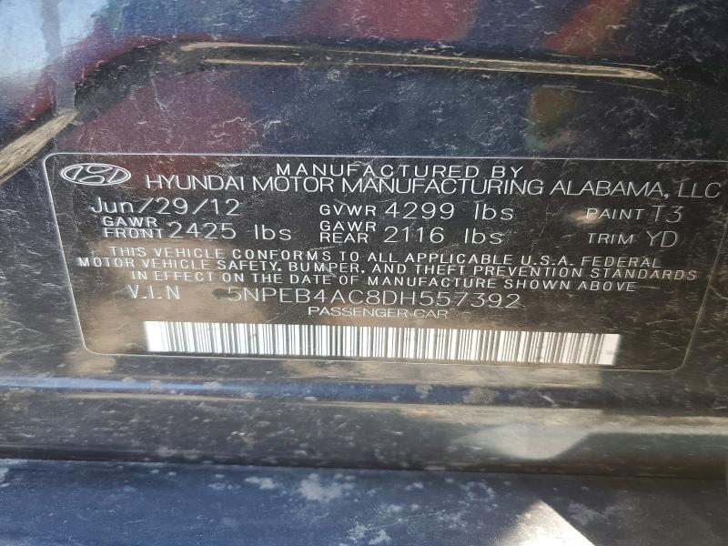 Продажа на аукционе авто 2013 Hyundai Sonata, vin: 5NPEB4AC8DH557392, номер лота: 46569576