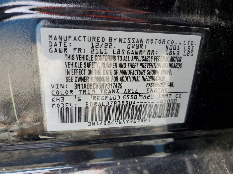 Продаж на аукціоні авто 2022 Nissan Sentra, vin: 3N1AB8CV6NY317429, номер лоту: 46624746
