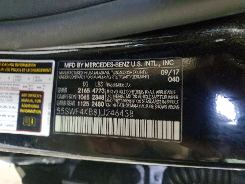 Продажа на аукционе авто 2018 Mercedes-benz C, vin: 55SWF4KB8JU246438, номер лота: 45843146