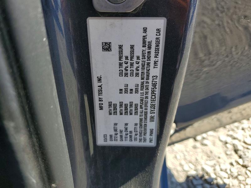 Aukcja sprzedaży 2023 Tesla Model 3, vin: 5YJ3E1ECXPF546713, numer aukcji: 47583736
