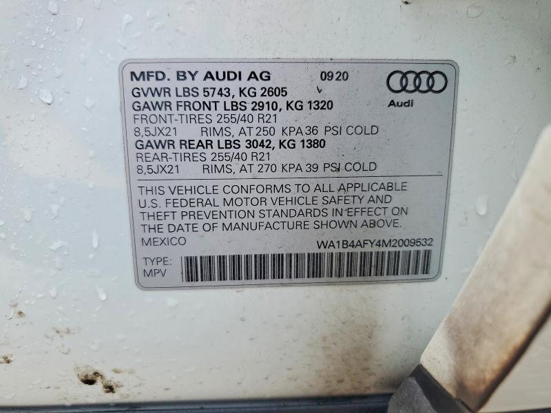 Aukcja sprzedaży 2021 Audi Sq5, vin: WA1B4AFY4M2009532, numer aukcji: 45466276