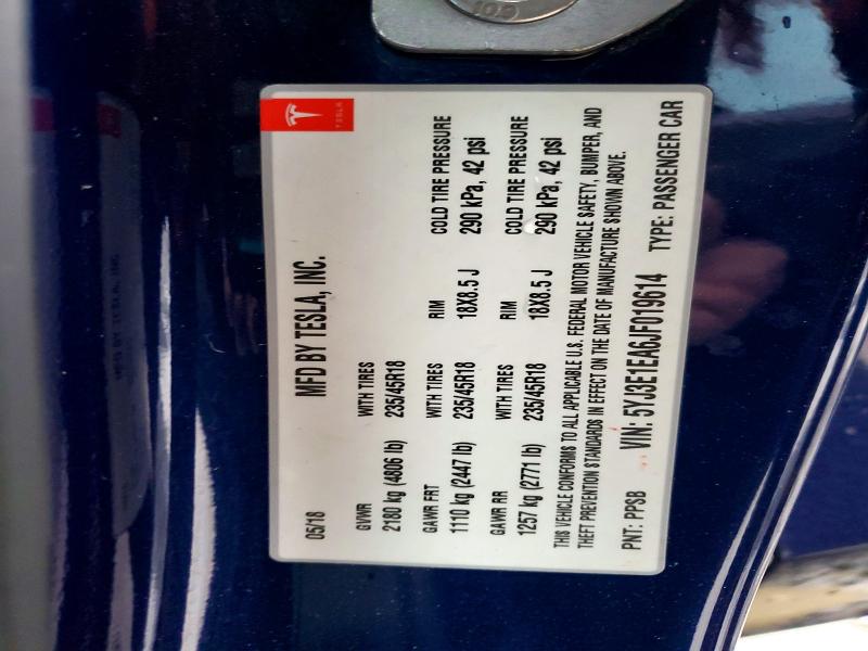 Продажа на аукционе авто 2018 Tesla Model 3, vin: 5YJ3E1EA6JF019614, номер лота: 45862596