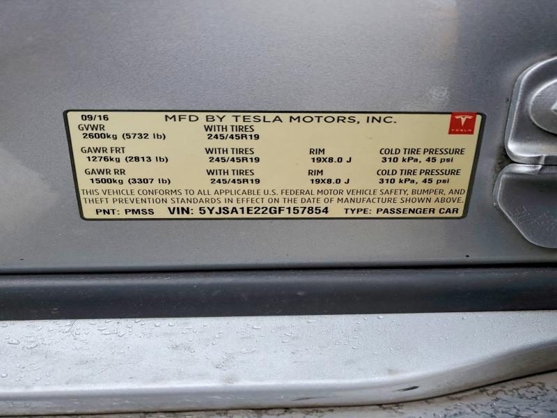 46611456 :رقم المزاد ، 5YJSA1E22GF157854 vin ، 2016 Tesla Model S مزاد بيع