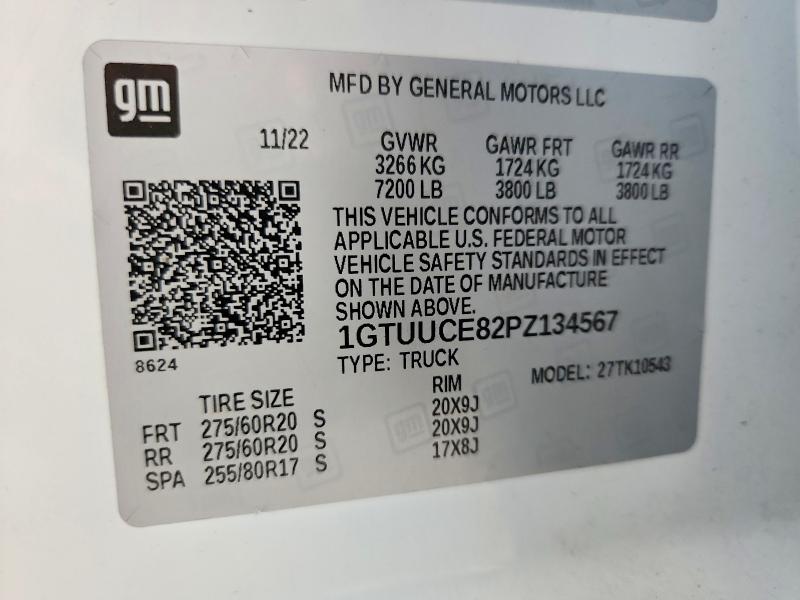 Продаж на аукціоні авто 2023 Gmc Sierra, vin: 1GTUUCE82PZ134567, номер лоту: 47106536
