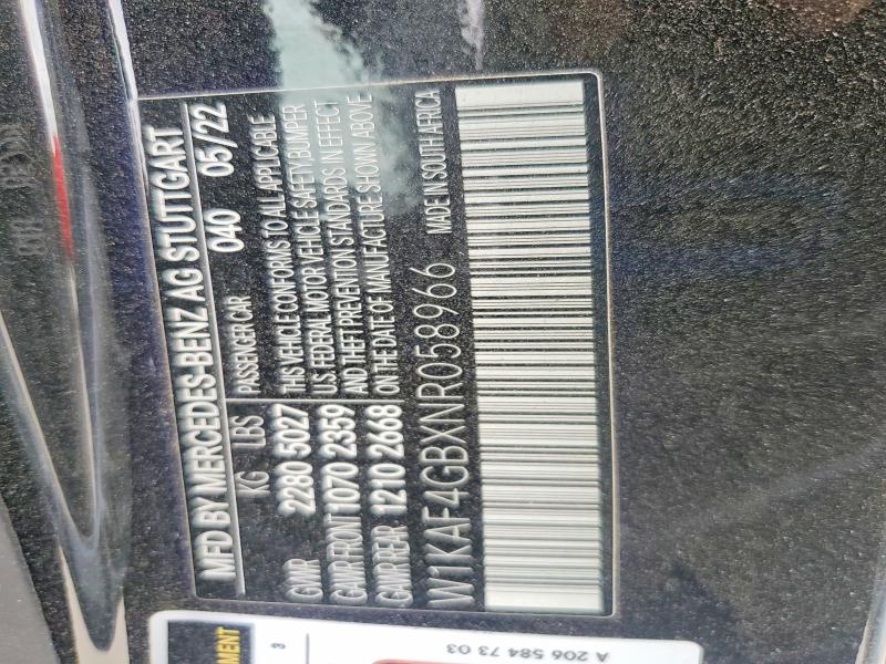 Aukcja sprzedaży 2022 Mercedes-benz C, vin: W1KAF4GBXNR058966, numer aukcji: 42058976