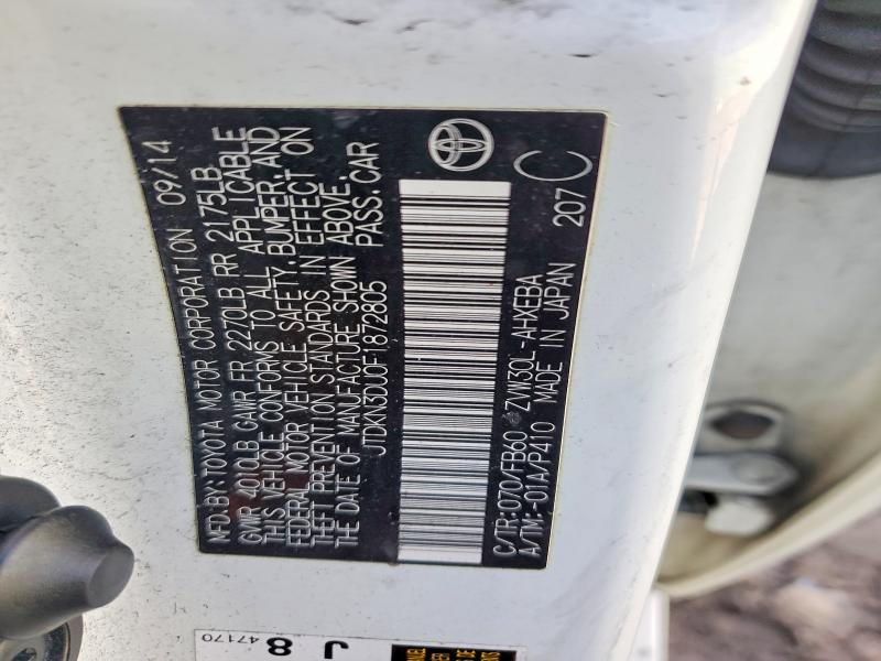 41717206 :رقم المزاد ، JTDKN3DU0F1872805 vin ، 2015 Toyota Prius مزاد بيع