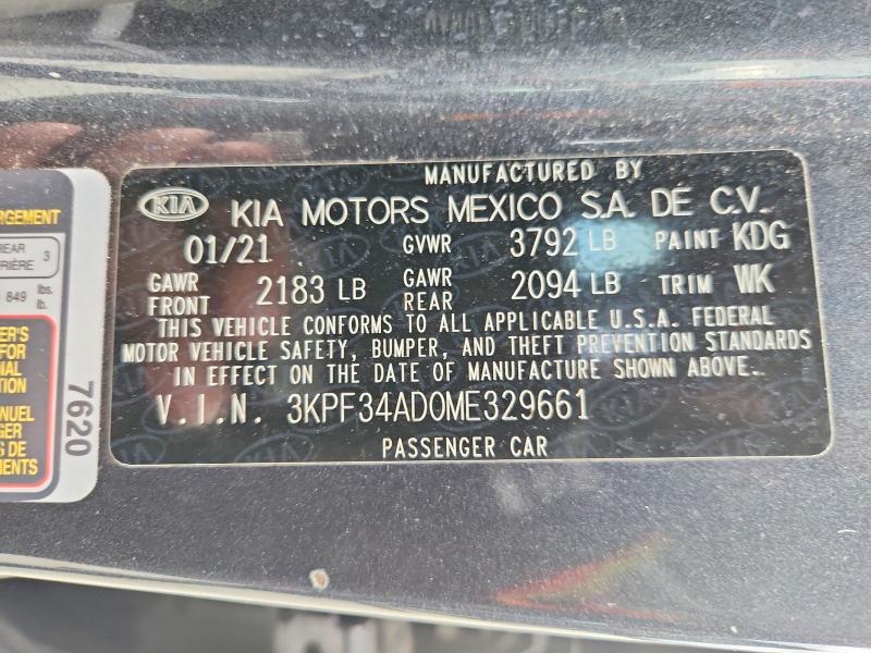 Aukcja sprzedaży 2021 Kia Forte, vin: 3KPF34AD0ME329661, numer aukcji: 79764335