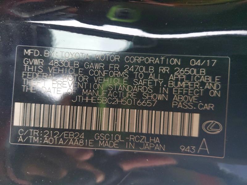 Продажа на аукционе авто 2017 Lexus Rc 350, vin: JTHHE5BC2H5016657, номер лота: 48085536