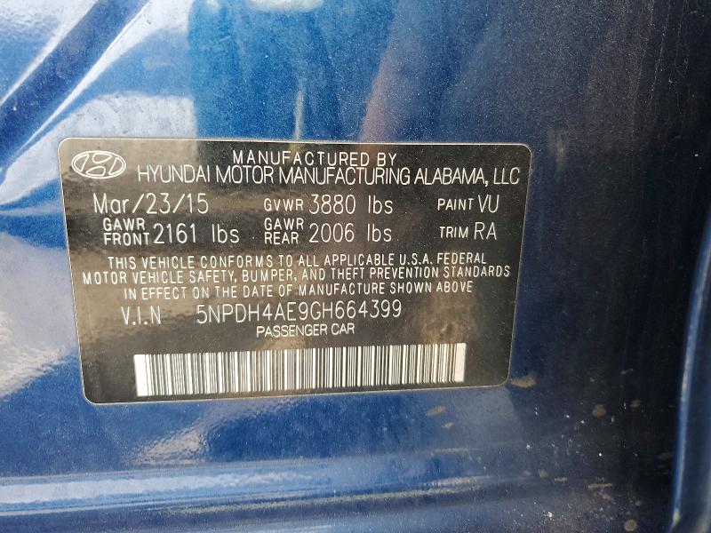 Aukcja sprzedaży 2016 Hyundai Elantra, vin: 5NPDH4AE9GH664399, numer aukcji: 41738456