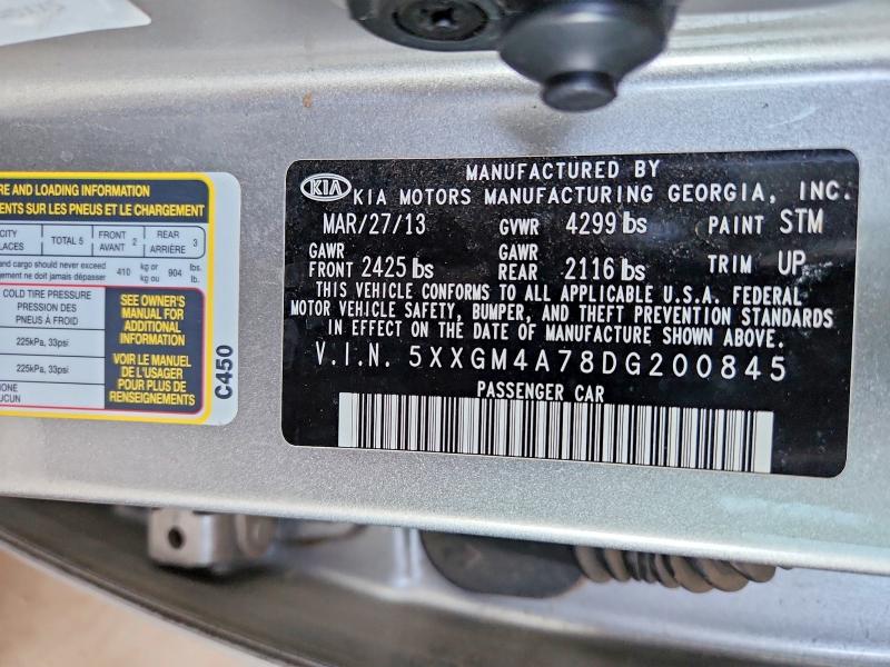 46940326 :رقم المزاد ، 5XXGM4A78DG200845 vin ، 2013 Kia Optima مزاد بيع