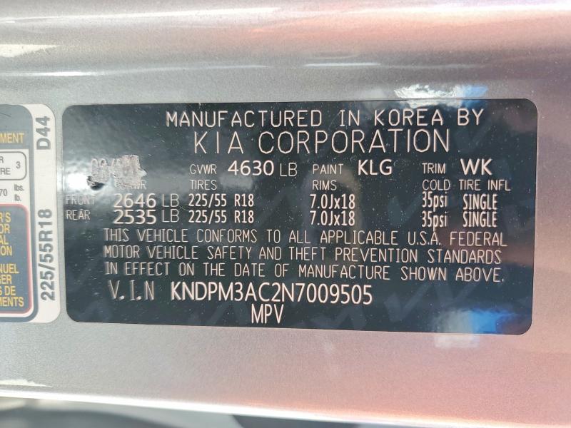 Aukcja sprzedaży 2022 Kia Sportage, vin: KNDPM3AC2N7009505, numer aukcji: 46403196