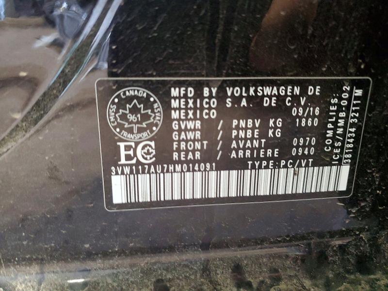 Продаж на аукціоні авто 2017 Volkswagen Golf, vin: 3VW117AU7HM014091, номер лоту: 46105706