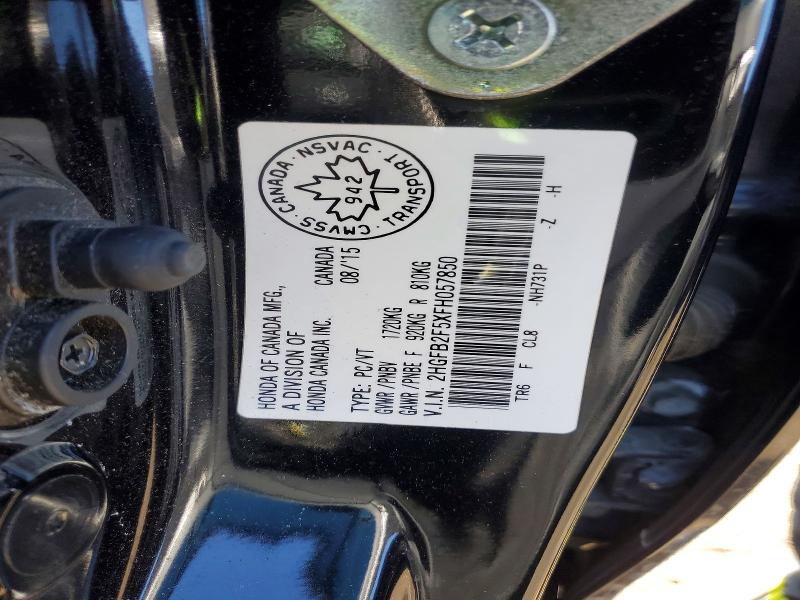 Aukcja sprzedaży 2015 Honda Civic, vin: 2HGFB2F5XFH057850, numer aukcji: 79805875