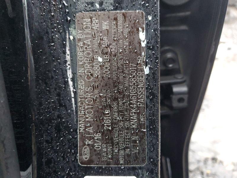 Aukcja sprzedaży 2016 Kia Forte, vin: KNAFK4A61G5585017, numer aukcji: 79713905