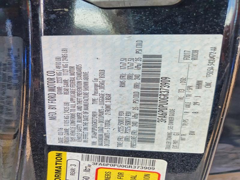 Продажа на аукционе авто 2016 Ford Fusion, vin: 3FA6P0PU0GR373909, номер лота: 79259605